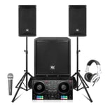 DJ Speaker System wtih Combo1500, Inpulse T7 Controller, Microphone & Headphones