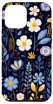 iPhone 12 Pro Max Navy Blue Wildflower Garden Botanical Floral Pattern Case