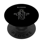 Blessed Jesus Halo Illustration - Minimalist Christian PopSockets Swappable PopGrip