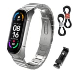 MIJOBS Strap for Xiaomi Mi Band 5, Xiaomi Band 6 Metal Stylish Business Strap Replacement Bracelet Compatible with Mi Band 4 Waterproof Strap for Miband 3 Stainless Steel Bracelets Miband 5/6