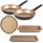 Russell Hobbs Opulence Frying Pan & Bakeware Set Non-Stick Induction Gold