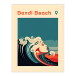 The Seaside Calls Bondi Beach Australia Modern Woman of the Waves Sea Siren Ocean Unframed Wall Art Print Poster Home Decor Premium