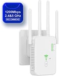 WiFi Extender Booster, Lychico 1200Mbps WiFi Extender Booster Dual Band 5GHz&2.4GHz Wireless Signal Booster with Ethernet/LAN Port, WiFi Repeater Support WPS Simple Setup, UK Plug
