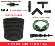 50m - Porous Pipe, Soaker Hose, Leaky Pipe & Accessories Watering Kit-4