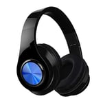 VCX Wireless Headphones Over Ear Bluetooth Headphone Foldable Headset Adjustable Earphone With Mic For TV Cellphone PC (Color : Black Blue)