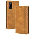 TANYO Leather Folio Case for OPPO Realme 7 5G (Not for 4G Version), Premium PU/TPU Wallet Cover with Card and Cash Slots, Flip Magnetic Closure Shell - Brown
