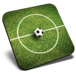 Square Single Coaster - Football Pitch Soccer Ball Sports Game  #8681