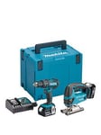 Makita 18V Lxt Combi Drill &Amp; Jigsaw 2 X 5Ah Batteries, Fast Charger &Amp; Case
