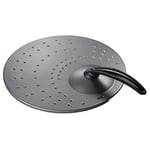 Silit Splash guard lid for pans up to 32 cm, stainless steel, pan splash guard 32 cm, rust-proof, hand wash, Black