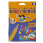 BIC Kids Evolution Stripes Colouring Pencils - Assorted Colours, Pack of 18