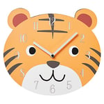 AMARE Children's Wall Clock 31 x 2 cm in Orange Tiger Design
