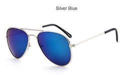 Aviation sunglasses For Boy And Girl Pilot Sun Glasses Children Sunglasses Kids Sunglasses Eyewear UV400 (Lenses Color : C7 Silver Blue)