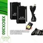 2-Pack For XBOX 360 Battery Rechargeable Wireless Controller with Charger Cable
