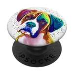 PopSockets Cute Boxer Dog Breed Paint Splatter Color Design on White PopSockets PopGrip: Swappable Grip for Phones & Tablets