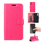 Huawei P20 mobilfodral i PU läder skyddande korthållare plånbok stående läge - Rosenröd