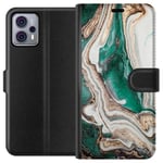 Motorola Moto G23 Svart Plånboksfodral Grön / Guld marmor