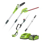 Greenworks G40PSH Cordless 40v Pole Saw & Long Reach Hedge Trimmer with Battery