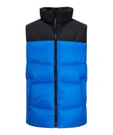 Jack & Jones Mens Zip Up Quilted Gilet - Blue - Size Small