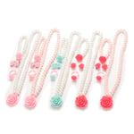 1 Set Fashion Girl Jewelry Rose Flower Necklace Bracelet Ring Ea White Beads-pink