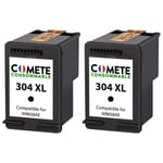 COMETE - 304XL - 2 Cartouches d'encre compatibles avec HP 304XL - Noir - Marque française