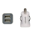 Fast USB Car Charger Dual 12v Cigarette Lighter Socket Adapter – White