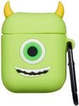 Mike Wazowski Rubber Silicone Air pods Case Cover Skin Protector with Clip Hook Keyring for 1st 2nd Generation pod. Shock Proof Protective Replacement for Wireless Charging Headphones