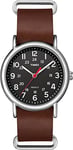Timex Weekender 38mm Black Dial and Brown Leather Strap Quartz Watch TW2R63100