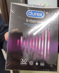 NEW & SEALED- DUREX male condoms- Intense- stimulating ribs & dots + desirex gel