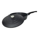 Commichef All in One Pan, Black, Cast Aluminium, with Lid, Non-Stick, Suitable for Frying, Grilling, Sautéing and More, 32cm, XP-ALL32BK