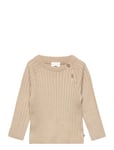 Knit Rib Sweater Baby *Villkorat Erbjudande T-shirts Long-sleeved Beige Müsli By Green Cotton by