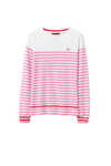 Crew Clothing Womens Stripe Interlock 3/4 Sleeve Top In White/pink
