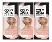 3  x L'OREAL COLORISTA TEMPORARY BLONDE HAIR COLOUR MAKEUP SHIMMER - PINK GOLD
