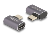 Delock - USB-adapter - 24 pin USB-C (hane) vänster-/högervinklad till 24 pin USB-C (hona) - USB 3.2 / Thunderbolt 3 / DisplayPort 1.4 - 20 V - 5 A - USB-strömförsörjning (100W), Stöd för Power Delivery 3.0, upp till 40 Gbps dataöverföringshastighet - antracit