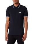 BOSS Mens Paul Curved Stretch-Cotton Slim-fit Polo Shirt with Curved Logo Blue