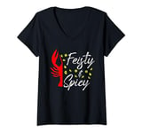 Womens Funny Feisty And Spicy Crawfish Boil Festival Party Lobster V-Neck T-Shirt