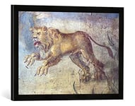 Kunst für Alle 'Encadré Image de AKG Anonymous Pompeji, CASA M.L. Fronto, Lion, d'art dans Le Cadre de Haute qualité Photos Fait Main, 60 x 40 cm, Noir Mat