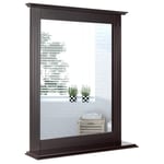 Badrumsspegel med hylla Rektangulär badrumsspegel Väggspegel 68,5 x 57 x 12 cm Brun