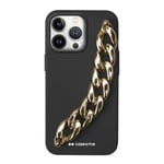 case&me Coque avec poignée à chaîne pour iPhone 12/12 Pro, poignée à chaîne pour Selfie, Noir Pastel