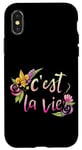 Coque pour iPhone X/XS C'est la vie Fleur de lys florale qui dit ça la vie