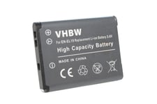 vhbw Li-Ion Batterie 500mAh (3.6V) pour appareil photo Nikon CoolPix S3300, S3500, S3600, S4100, S4150, S4200, S4300, S5300, S6400 comme EN-EL19.