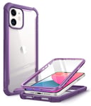 i-Blason Ares Series Designed for iPhone 12 Mini Case (2020), Dual Layer Rugged Clear Bumper Case with Built-in Screen Protector (Purple) (iPhone2020-5.4-Ares-SP)