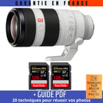 Sony FE 100-400mm f/4.5-5.6 GM OSS + 2 SanDisk 128GB UHS-II 300 MB/s + Guide PDF 20 techniques pour réussir vos photos