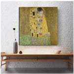 chthsx Gustav Klimt The Kiss Poster Vintage Canvas Painting Living Room Home Decoration Modern Wall Art Poster Pictures-55x55cm No Frame