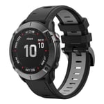Garmin Fenix 6X Pro Tvåfärgat Klockarmband i Silikon - Svart / Grå