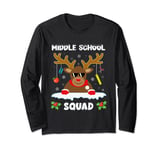 Middle School Squad Reindeer Funny Teacher Christmas Pajamas Long Sleeve T-Shirt