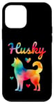 Coque pour iPhone 12 mini Husky Aquarelle Colorée Chien Arc-en-ciel