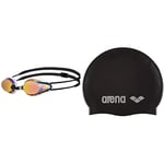 Arena Unisex Racing Goggles Tracks Mirror Swimming, White-redcopper-Black, one size & unisex classic silicone swim cap, Unisex, 91662, Black/Silver, One Size