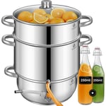 KESSER Kesser - Extracteur de jus à vapeur 15 L en acier inoxydable Centrifugeuse Presse-fruit avec 2 bouteilles pour fruits et légumes, convient tous les