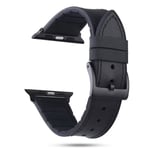 Apple Watch Series 4 44mm genuine leather watch band - Black Svart