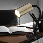 Etc-shop - Lampe de bureau à pince col de cygne lampe de lecture pince de lit pince lampe de bureau, plastique métal laiton antique, 1x GU10, LxPxH